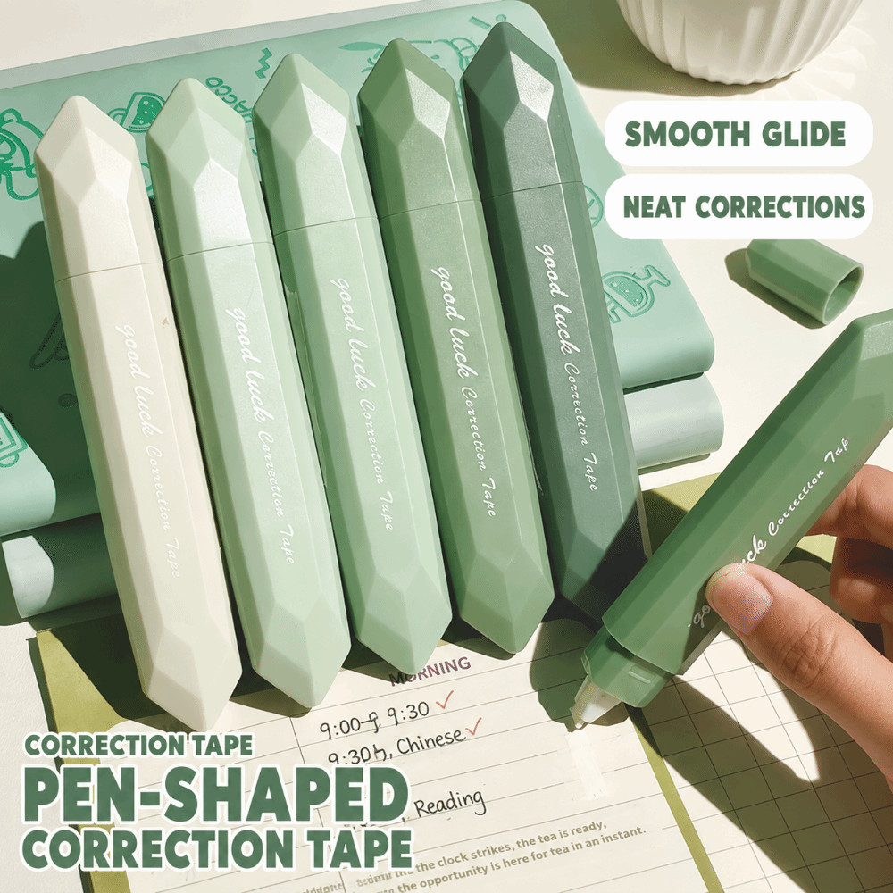 Correction Tape Roller - เทปลบคำผิดแบบแท่ง 5 ชิ้น สีกระดาษแท้ รูปทรงปากกา ทนทานต่อการแตกหัก