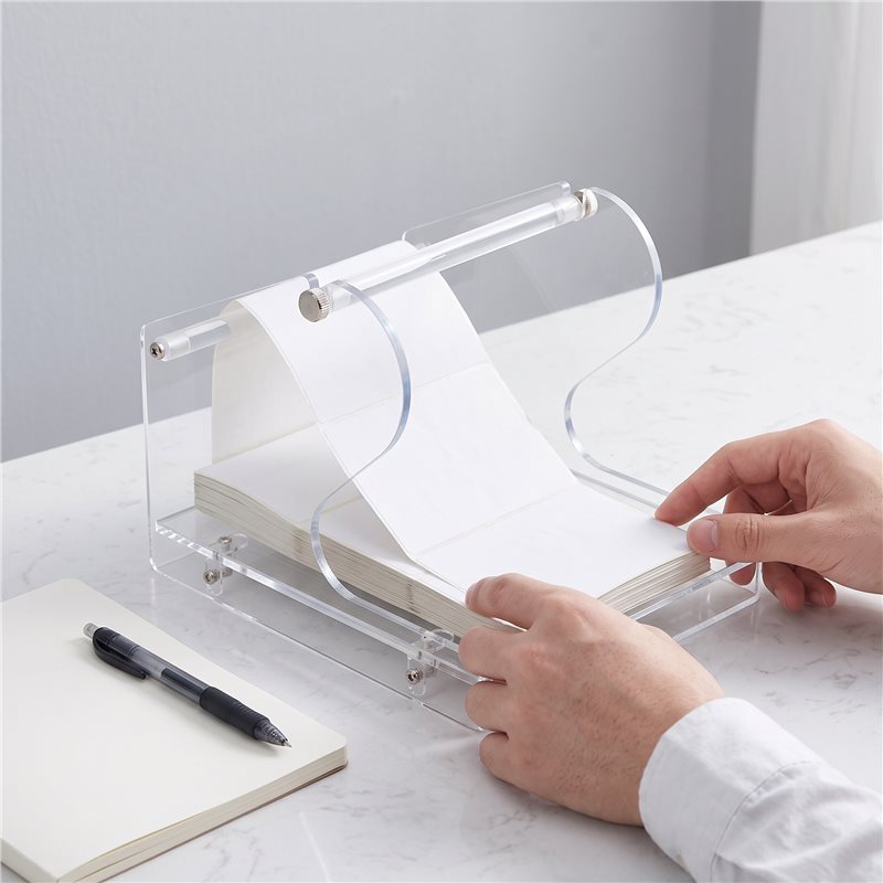 Sticker Label Roll - ที่วางม้วนสติกเกอร์แบบร้อน ตัวจ่ายสติกเกอร์อะคริลิก สำหรับเครื่องพิมพ์ความร้อน สำหรับม้วนและฉลากแบบพับ