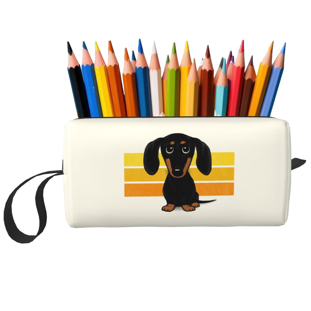 Tan Stationery & Office Supply - กระเป๋าใส่ดินสอการ์ตูนรูปสุนัขดัชชุนด์สีดำและสีน้ำตาลเคลือบเรียบทนทาน น่ารัก สำหรับใส่ปากกา กล่องดินสอ อุปกรณ์เครื่องเขียน กระเป๋าเครื่องสำอางสำหรับผู้หญิง